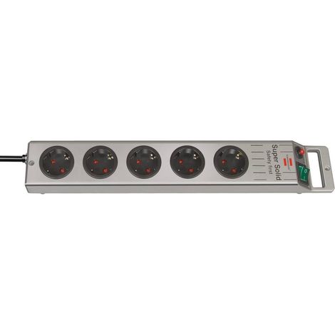 Brennenstuhl 1153340115 Multipresa con interruttore 5 scomparti Argento Schuko 1 pz.