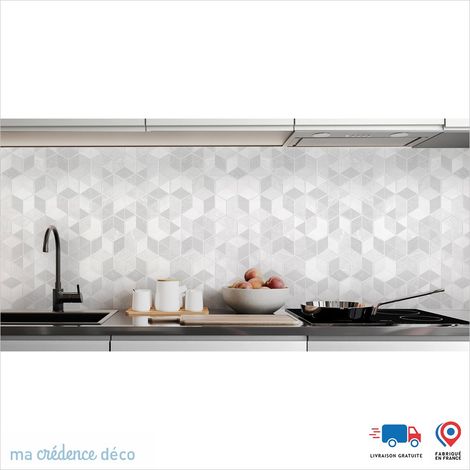 Crédence : Losanges gris - Couleur Gris clair - Alu composite - 60 - 120 (1/3)