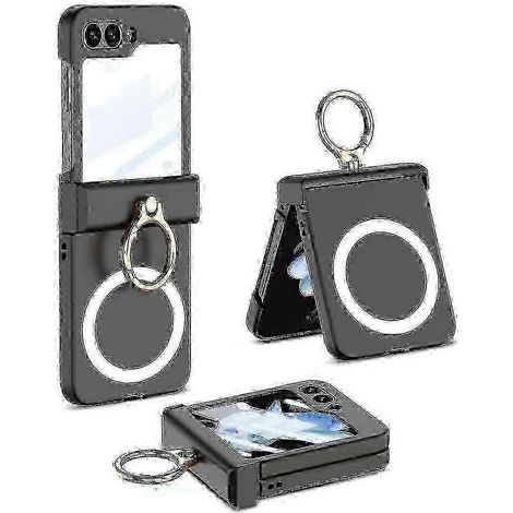 Étui MagSafe pour Z Flip 5, étui de protection magnétique fin pour Samsung Galaxy Z Flip 5 avec support anneau