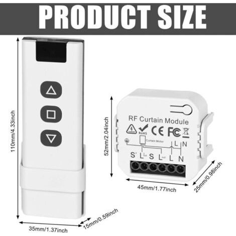 NALOOKAMIC  Kit de commande de volet roulant sans fil : interrupteur intelligent compatible avec interrupteur sans télécommande RF + module récepteur