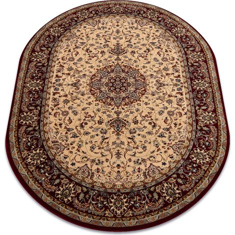 Wool carpet POLONIA oval Beshir Rosette light ruby 2 red 170x235 cm
