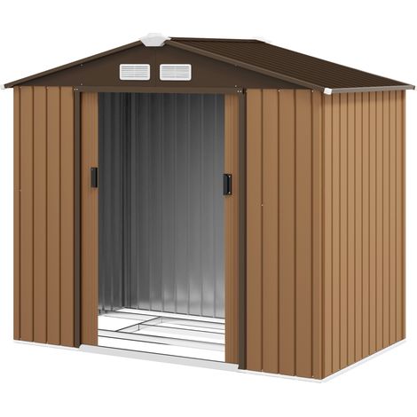 Abri de jardin 2,5 m² - remise pour outils avec kit de fondation - cabanon porte verrouillable - tôle d'acier kaki