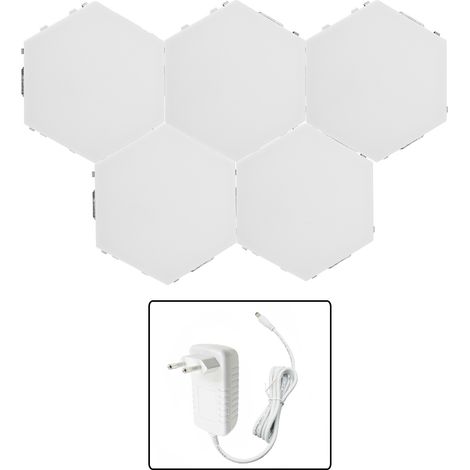 Lampe murale hexagonale DIY innovante - Éclairage décoratif pour chambre et salon - 5 lumières, alimentation incluse (100V-240V) (1/5)