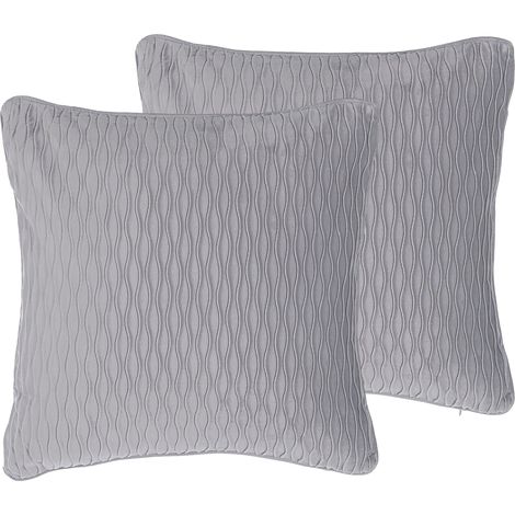 Conjunto de 2 cojines decorativos patrón gris rectángulo 45 x 45 cm accesorios decoración tradicional moderna Motari