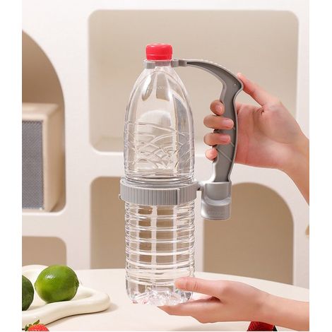 Porte-bouteille réglable avec poignée et ouvre-bouteille intégré – Support multifonctionnel pour bouteilles d'huile et de boissons avec support pour couvercle – Matériau durable en PP et TPE (gris) (1/4)