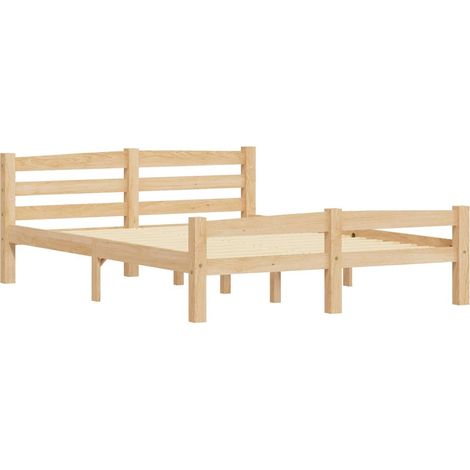 Vidaxl – Cadre de lit en bois de pin massif 120x200 cm – Construction robuste – Lattes en contreplaqué pour soutien – Assemblage requis (1/5)