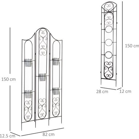 Support pliable pour plantes, porte-plantes d'extérieur peu encombrant avec 5 pots, support en métal pour plantes d'intérieur et fleurs, noir (1/3)