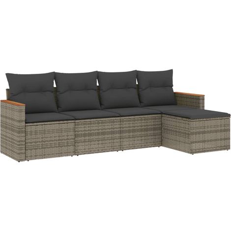 Maison Exclusive - 5-tlg. Garten-Sofagarnitur mit Kissen Grau Pol
