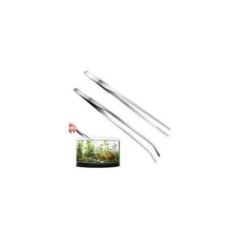 Pince pour aquarium incurvée, 2 pièces Pince droite et pointe courbée, longue de 27 cm en acier inoxydable pour lézards, araignées, serpents, outil d'alimentation pour aquarium (1/5)