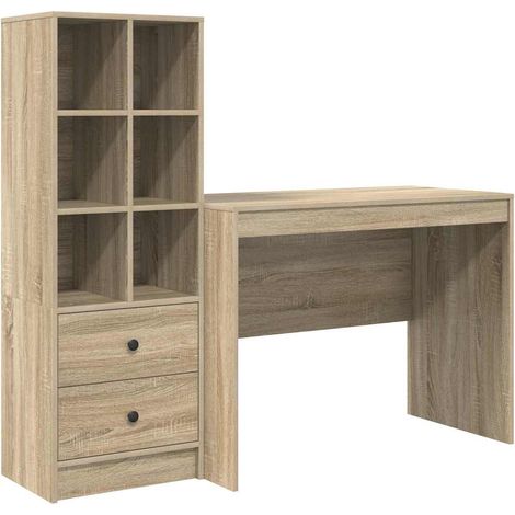 Bureau avec rangement 2 pcs,Table de travail,Table d'étude Chêne Sonoma 100 x 50 x 76 cm CFW81349 (1/5)