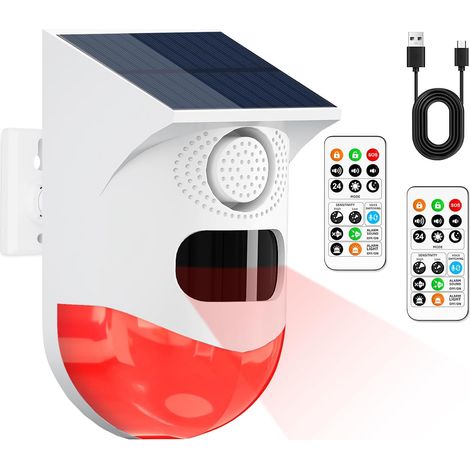 Detecteur de Mouvement Solaire, Détecteur de Mouvement Exterieur, Detecteur de Presence Infrarouge sans Fil, Son 120dB et Étanche Ip67, Alarme Maison sans Fil pour Garage, Jardin et Bureau (1/5)