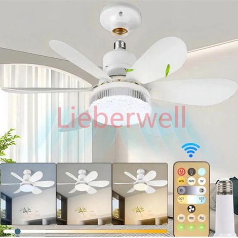 Ventilateur de Plafond avec Éclairage,Plafonnier Ventilateur 52 cm 40W,Abat,Jour en Cristal,Télécommande Tige d’Extension Incluses (1/5)
