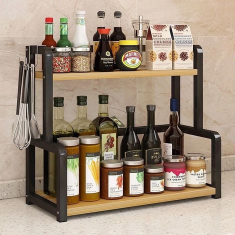 Étagère de rangement multi-niveaux pour plan de travail / Porte-épices — L 50 x l 22 x H 42 cm (1/3)