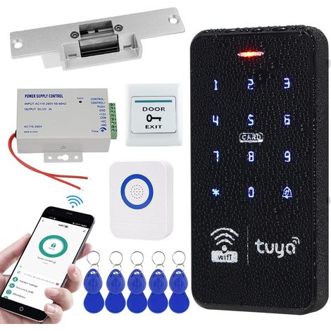 Kit de Serrure de Porte sans clé Imperméable à l'eau Double Fréquence Clavier avec DC 12V NC Sécurité électrique Serrure 3A Système de Sécurité d'alimentation (1/5)