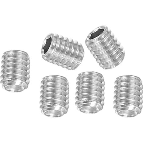 Lot de 100 vis sans tête à six pans creux M4 x 5 mm DIN916 à pointe plate en acier inoxydable 304 pour poignées de porte, luminaires, clé Allen, charnière, arbre et réparation à faire (1/5)