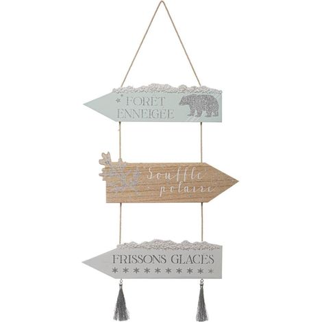 Pancarte en bois suspendable de Noël, décoration festive de 50 cm - Féérique Christmas