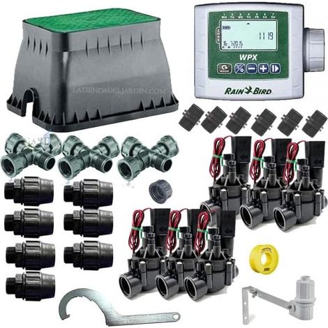 Kit Riego Automatico 6 zonas 9V Rain Bird para Tuberia 32mm Incluye Programador a Pilas, Electrovalvulas y Accesorios (1/4)
