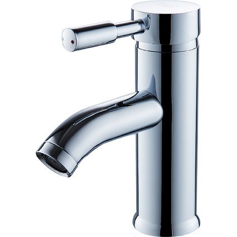 Robinet de salle de bain, robinet de lavabo blanc, robinet de haute qualité, robinet de salle de bain, résistant à l'usure, robinet chaud et froid, acier inoxydable, argent (1/5)