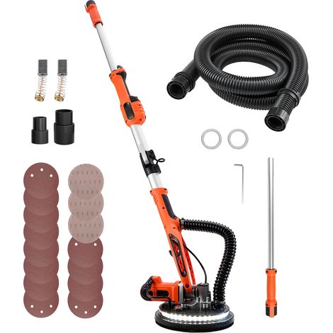 Mophorn Ponceuse Girafe 850 W pour Murs et Plafonds avec Tuyau d'Aspiration, 800-1700 tr/m, Éclairage LED, Poignée Télescopique Pliable, 15 Disques de Ponçage pour Cloisons Sèches et Plaques de Plâtre (1/5)