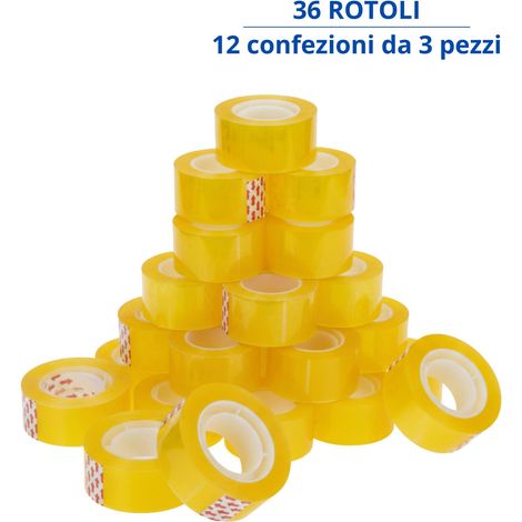1 Conf da 12 Pz Nastri Adesivi Trasparenti 18mmx30m Rotolo Ufficio Scuola (1/5)