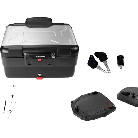 Baúl para motocicleta, impermeable, desmontable, plateado (1/2)