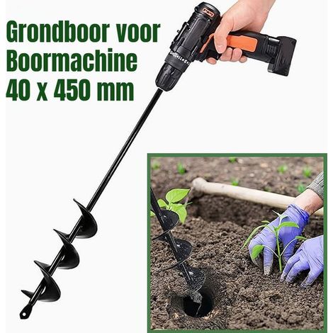 Tarière en acier pour perceuse ø4 cm x 45 cm, pour bulbes, planteuse à bulbes, foreuse à sol, foreuse serpent, foreuse à bulbes, foreuse de jardin (1/5)