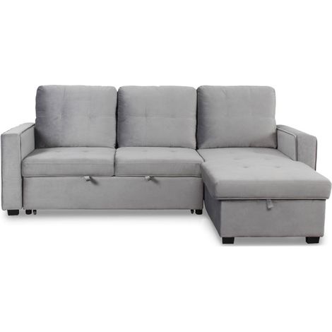Canapé d'Angle Convertible "Rabano" 230cm Argent (1/5)