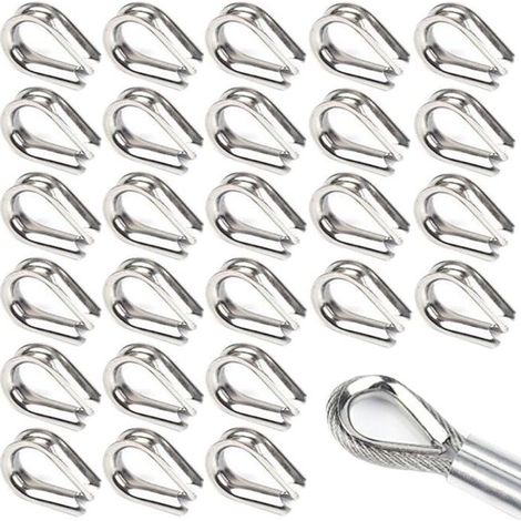 Lot de 50 cosses à sertir M4 en acier inoxydable 304, en forme de cœur, pour câbles de 4 mm. (1/5)