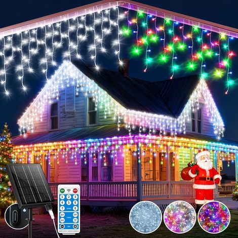 2500mAh Solaire Guirlande Lumineuse Extérieure,25+5M 800LED Guirlande LED étanche Noel Extérieur, Avec 8 modes & minuterie et mémoire Deco Noel Extérieur (1/5)