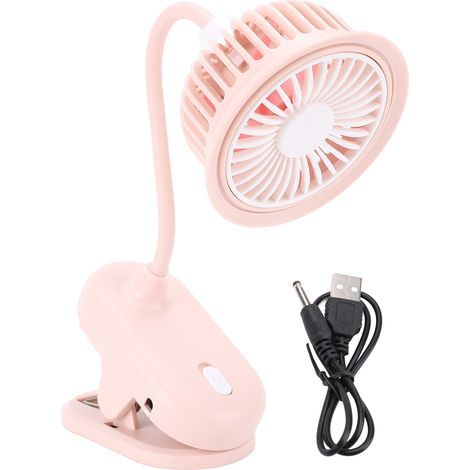 Pink clip-on desk fan, USB rechargeable, stylish and quiet design, 250 mAh (1/5)
