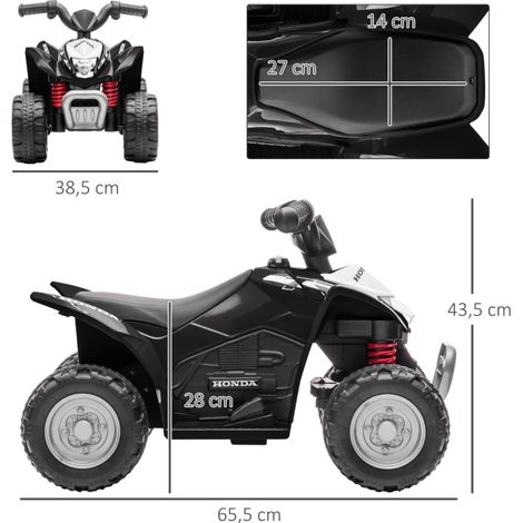 Quad enfant électrique, 2,8 km/h, phares LED, 1,5-3 ans, noir, 65,5 x 38,5 x 43,5 cm (1/5)