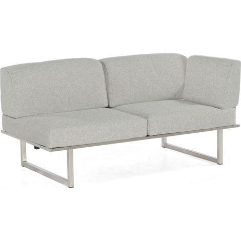 Sonnenpartner Lounge-Eckmodul 2-Sitzer rechts Lotus Edelstahl mit Teakholz Loungesofa