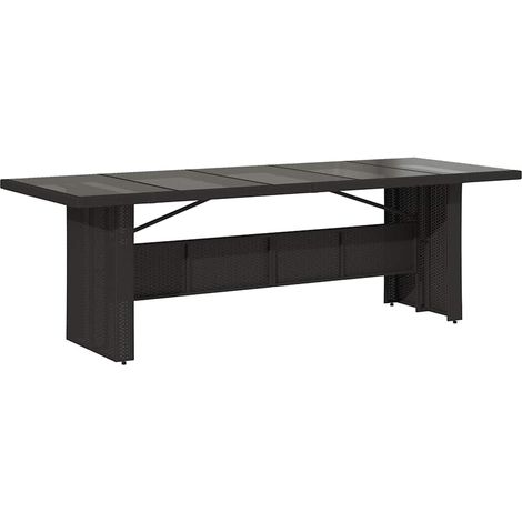 Maison Exclusive - Table de jardin dessus en verre noir 240x90x75cm résine tressée