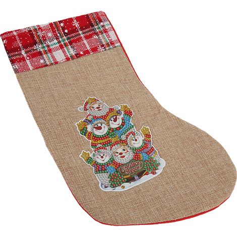 DIY-Weihnachtssocken mit niedlichem Cartoon-Muster und Strasssteinen zum Bemalen – ideal zum Basteln, Dekorieren und Verschenken (1/5)