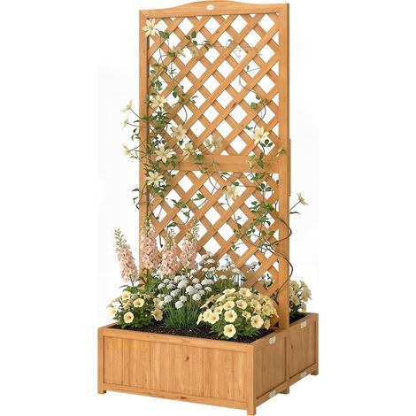 Jardinière avec treillis bois plantes grimpantes 2 caisses pliables base listons 73x70x170 cm
