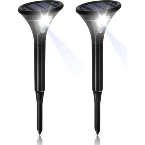 2 Stück Solarlampe 2 Modi mit Bewegungsmelder Gartenleuchte Kaltweiß 5000K Wasserdicht Auto An/Aus