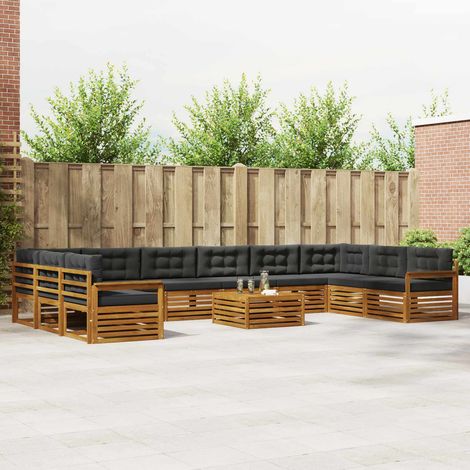 Sofagarnituren 11 pcs Natur und Anthrazit Massivholz Akazie (1/5)
