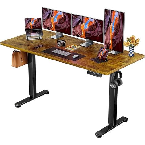 Electric Standing Sitting Desk, 160x80cm, Brown (1/5)