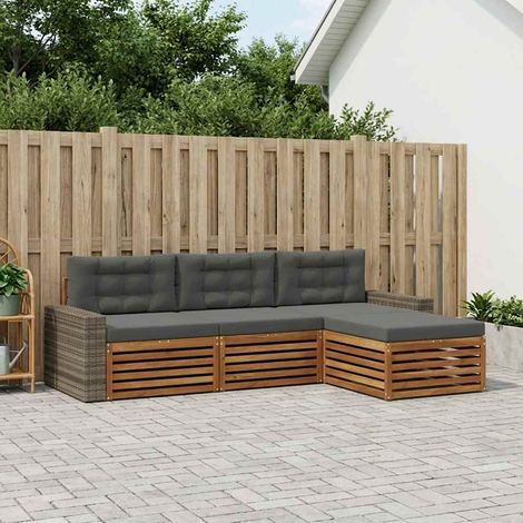 vidaXL Outdoor-Sofagarnitur 4 pcs Natur und Anthrazit Polyester (1/5)