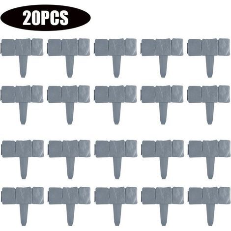20pcs jardin clôture bordure pliante paysage imitation Pierre plastique jardin clôture pelouse clôture panneau bricolage ornements (1/5)