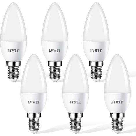 Ampoule LED E14, Ampoule Bougie 4.5W équivalent à Incandescence de 40W, 6500K Lumière Blanc Froid 470LM, Non-Dimmable, Chandelier Ampoules LED, Lot de 6 (1/5)