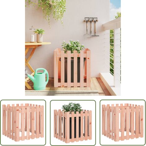 The Living Store Pflanzkübel Lattenzaun-Design 60x60x60 cm Massivholz Douglasie - Holzpflanze - Blumentopfe - Gartendekoration - Outdoor Deko - Holzgartenmöbel (1/5)