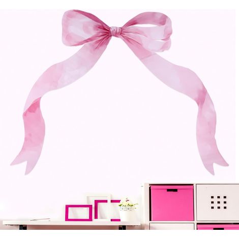 Grand Autocollant Mural, 66 x 83,7 cm en Forme de Nœud Rose Peut Être Décollé et Collé Grande Décoration Murale en Forme de Nœud Rose Imperméable Convient à la Chambre des Filles la Famille (1/5)