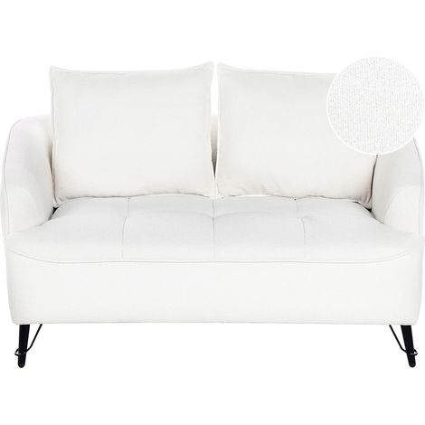 Divano Boucle a 2 posti con rivestimento in poliestere bianco Hobro