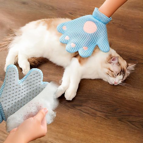 Gant de toilettage animaux double face, accessoire 2 en 1 pour enlever les poils des chats et chiens (1/5)