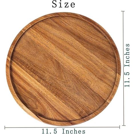 Plateau rond en bois de 29 cm (11,5 pouces) pour bougeoir, plateau de service décoratif pour table basse et décoration intérieure (1/4)