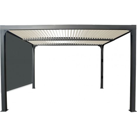 Pergola Bioclimatica in Alluminio 360x300 cm con Telo Laterale Grigio (1/3)