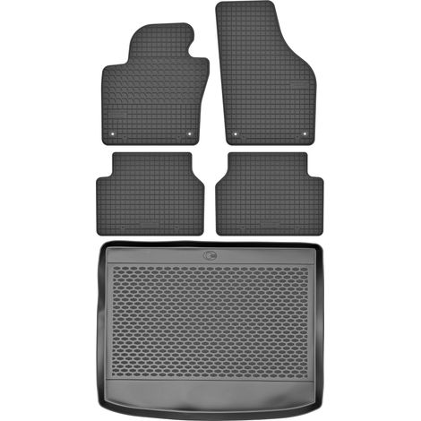 Ensemble de tapis de sol en caoutchouc pour Volkswagen Tiguan I SUV (2007-2016) + tapis de coffre