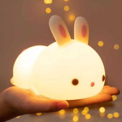 Veilleuse Bebe Avec 7 Couleurs Silicone Deco Chambre Bebe Ado Fille Cadeau Naissance Fille pour Anniversaires, fêtes,Ramadan,Pâques (1/5)