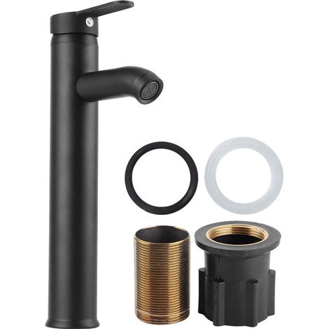 Robinet de lavabo, inox, noir, pour meuble-lavabo et lavabo (1/5)